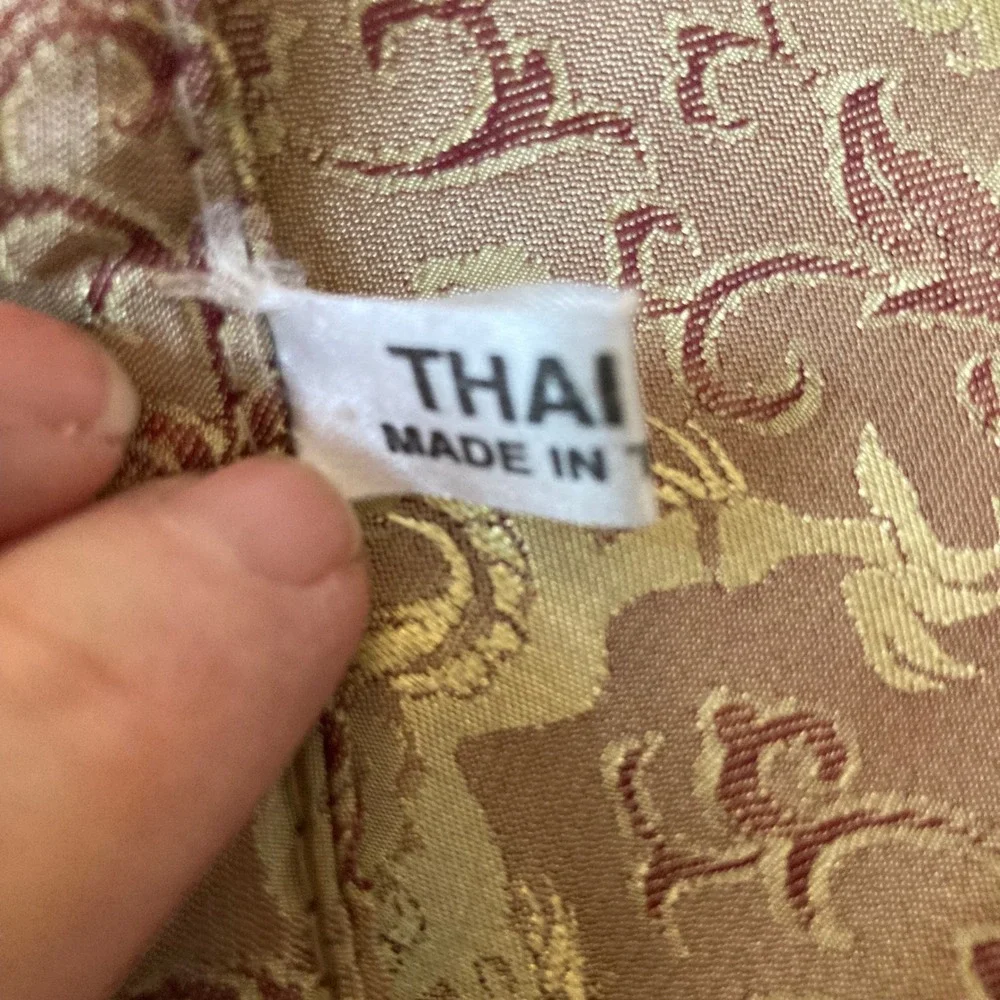 Vintage‎ Thai Silk Dragon Floral Zip Pillow Cover 15